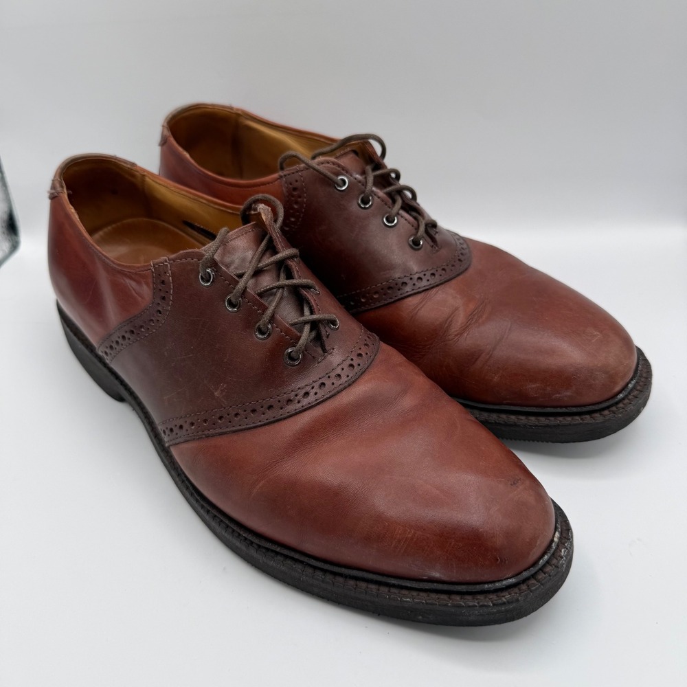 Allen Edmonds Shelton Brown Two Tone Leather Saddle Oxford Shoes Mens 10.5 C